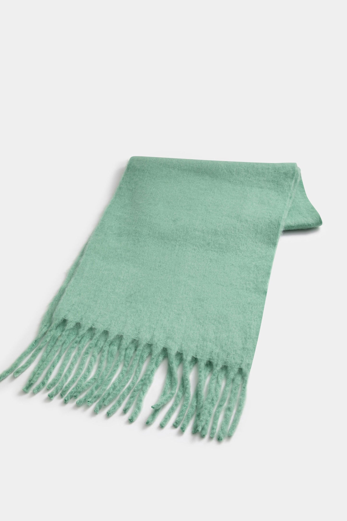Compania Fantastica - Green knitted scarf with fringes