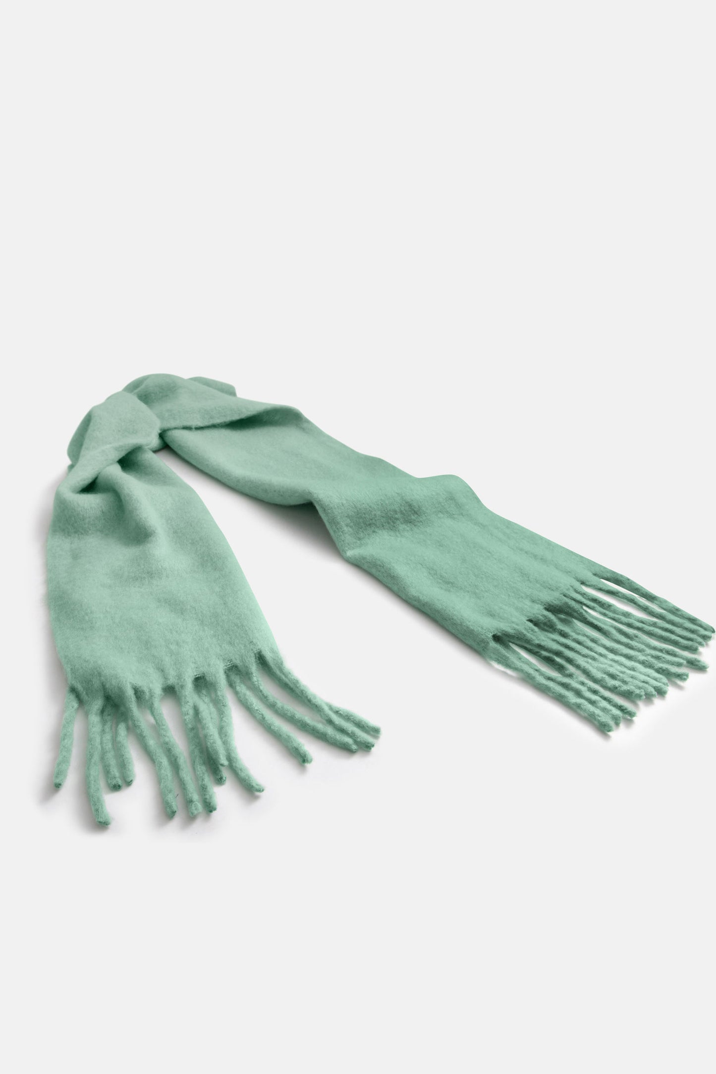 Compania Fantastica - Green knitted scarf with fringes