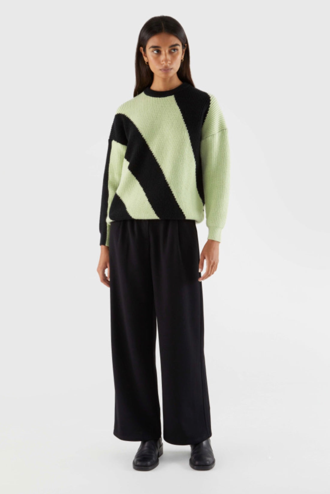 Compania Fantastica - Green two-tone knit sweater