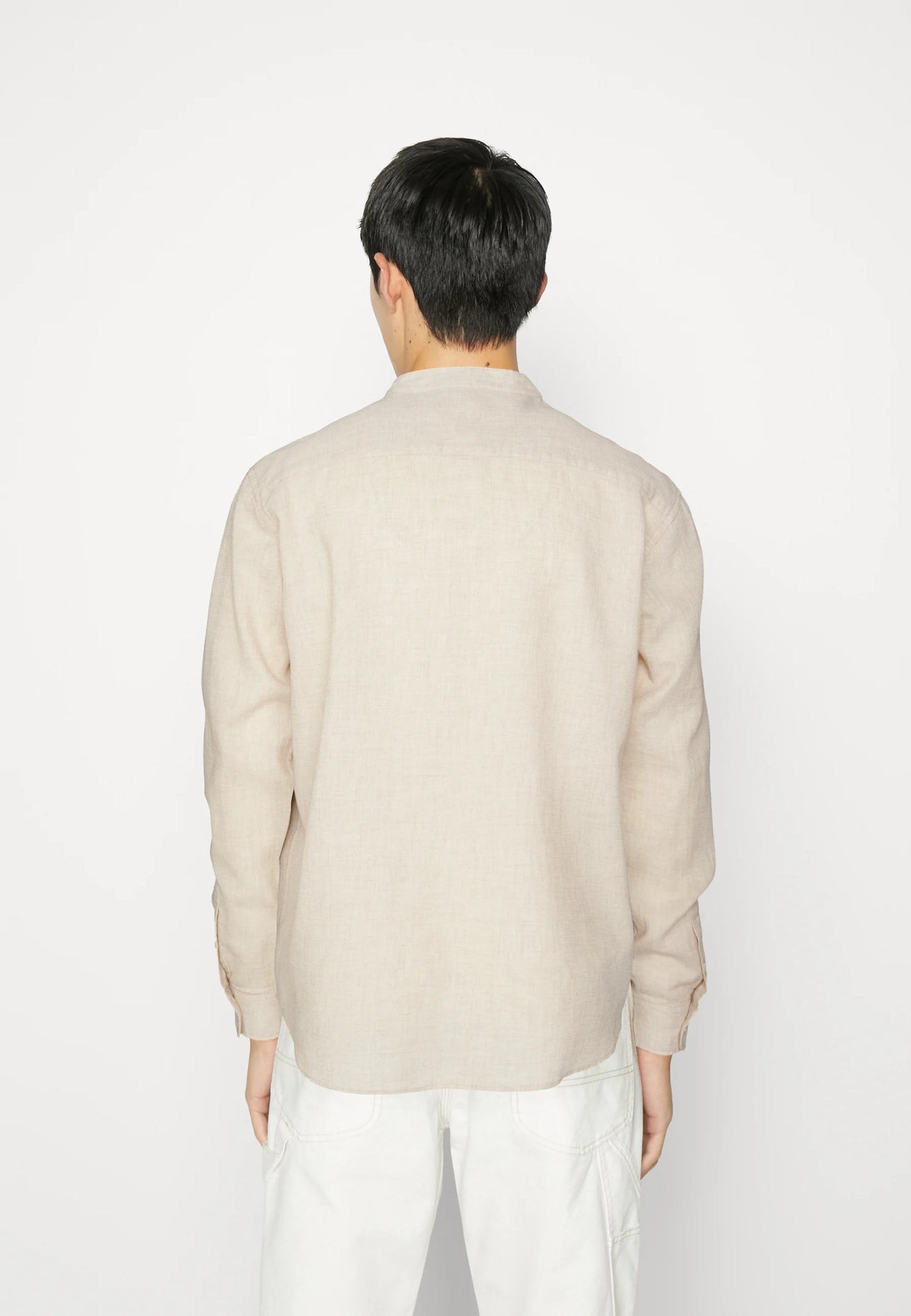 Selected Homme Chinchilla Oatmeal Grandpa Collar Shirt
