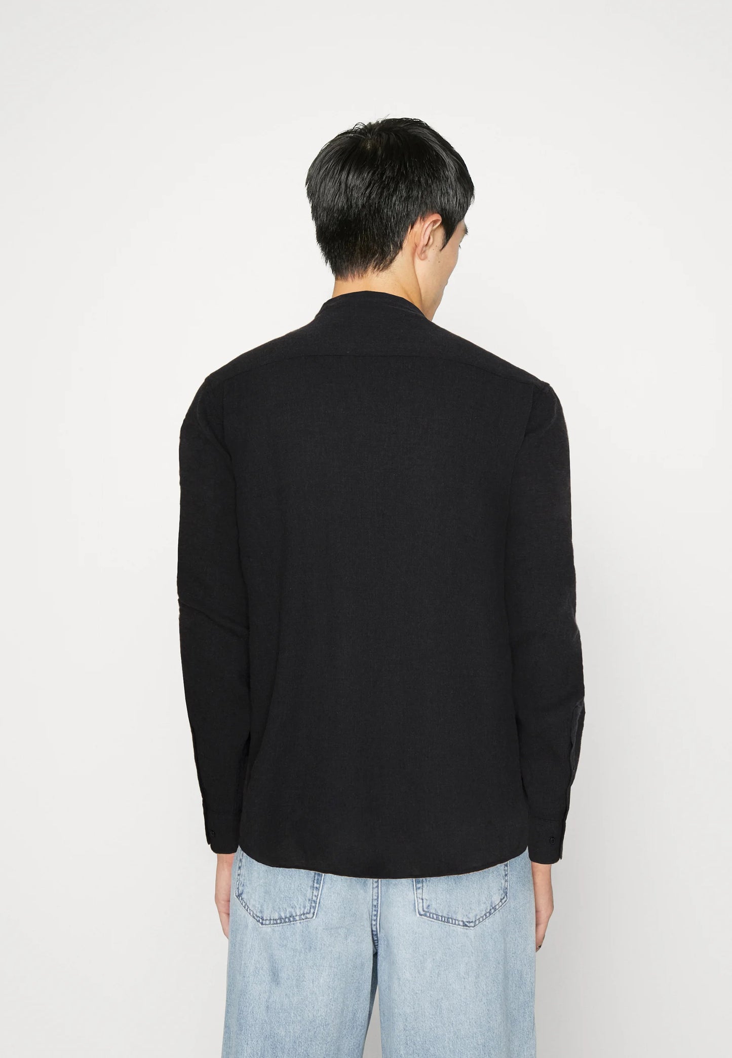 Selected Homme Black Grandpa Collar Shirt
