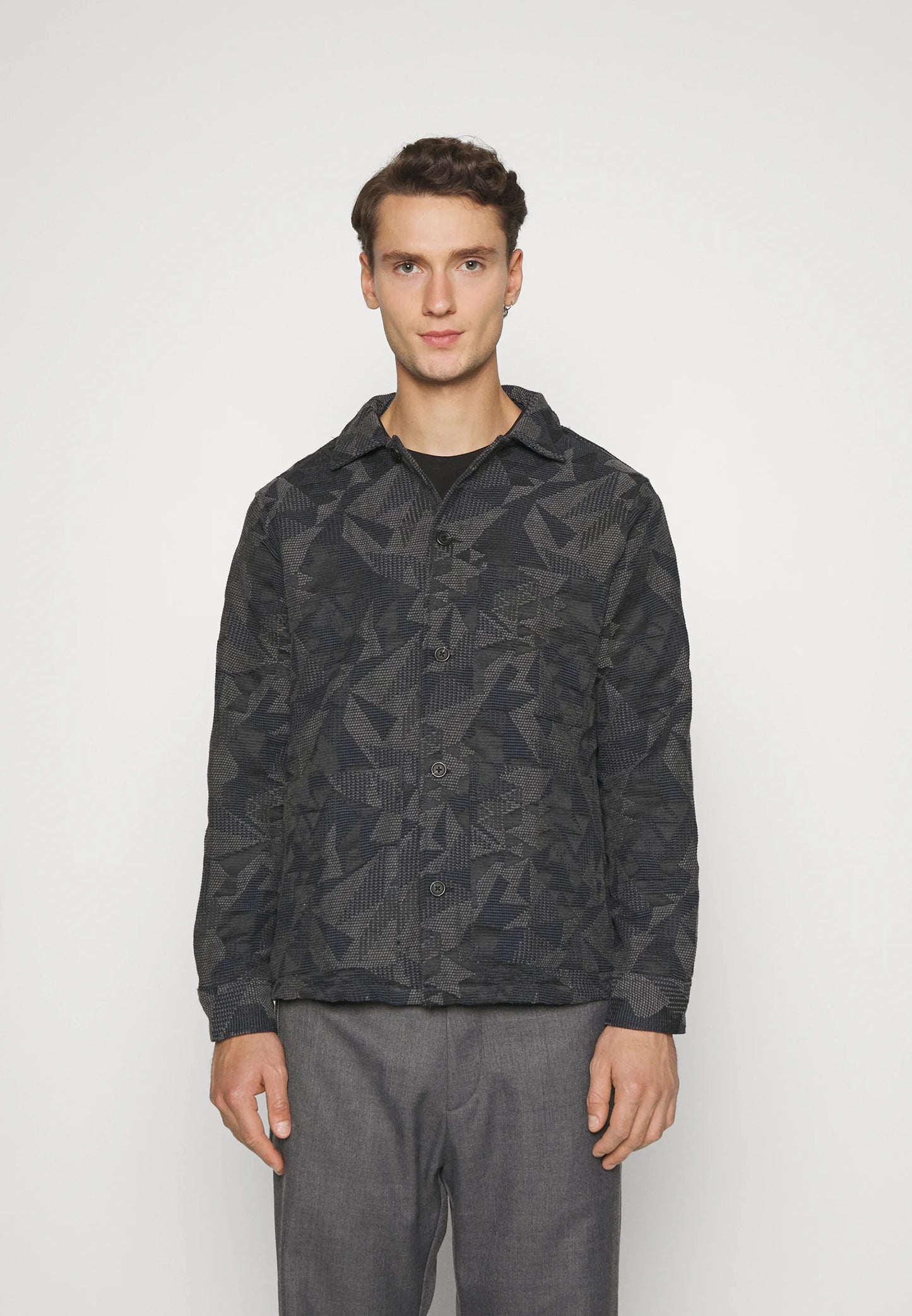 Selected Homme Graphic Grey and Blue Textured Jacket