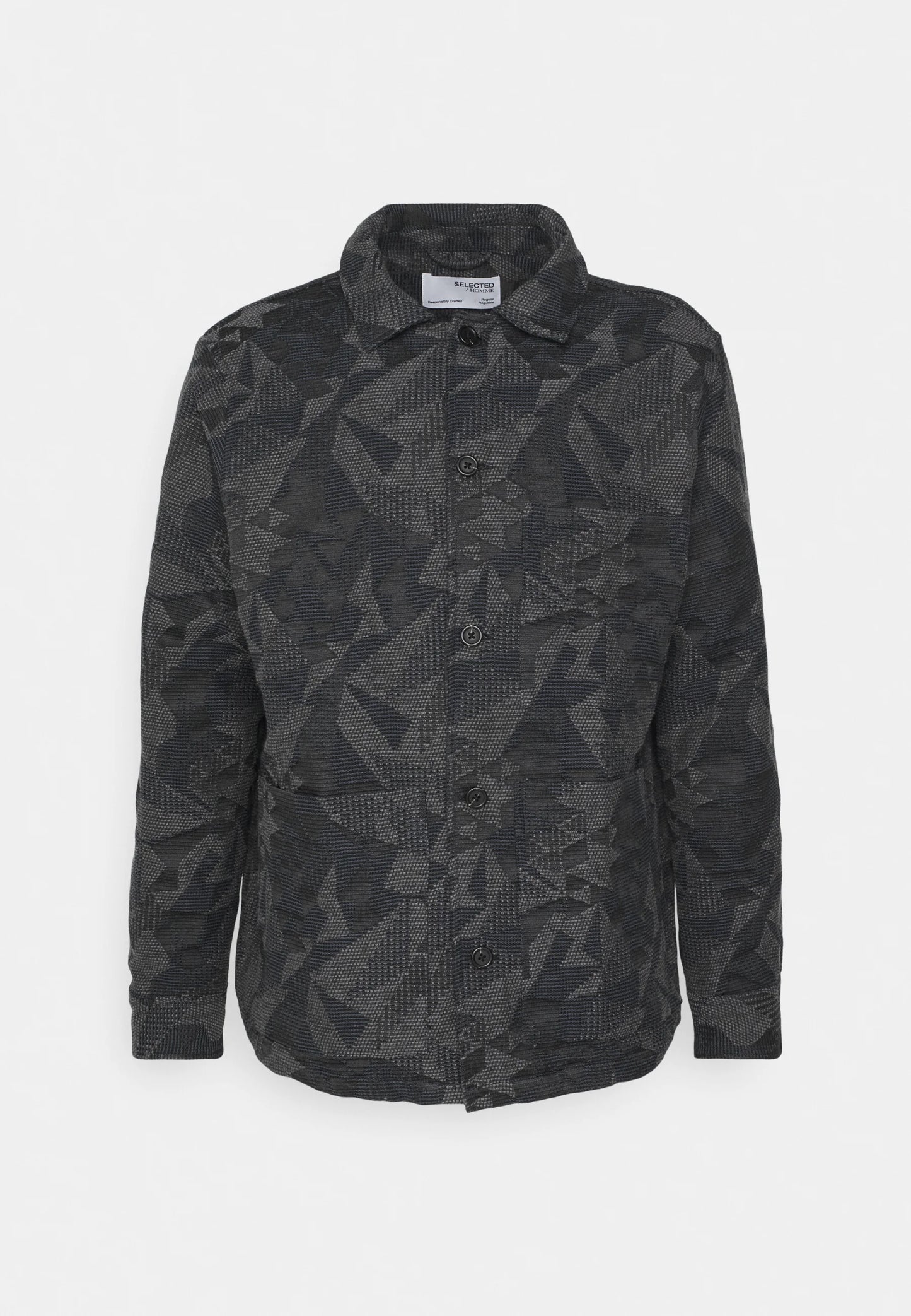 Selected Homme Graphic Grey and Blue Textured Jacket
