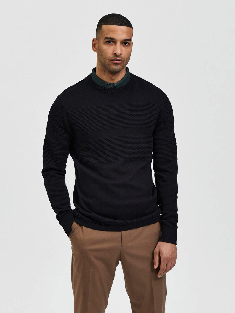 Selected Homme - Knitted Crew Neck Pullover - Black