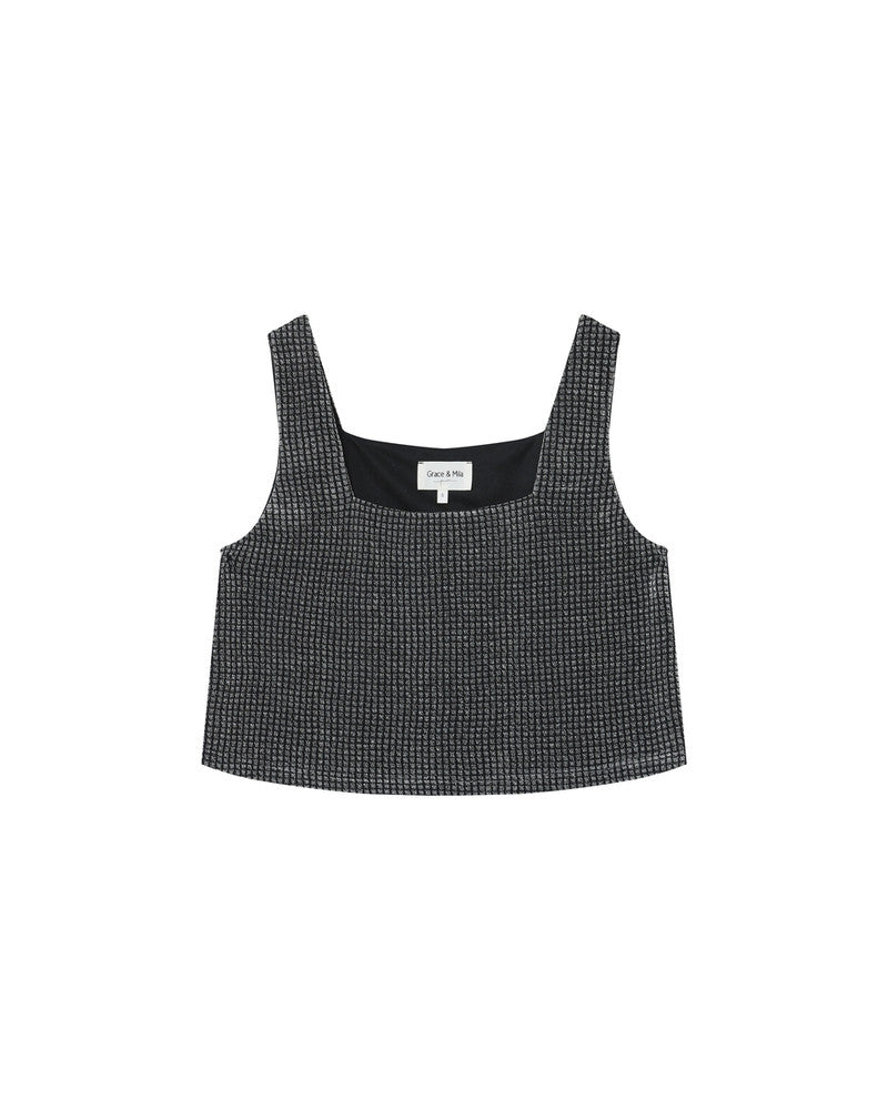 Grace & Milla LITCHI Woven Glitter Cropped Top