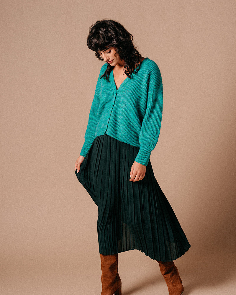 Grace & Milla Lamia Green V Neck Cardigan