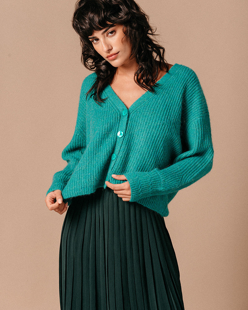 Grace & Milla Lamia Green V Neck Cardigan