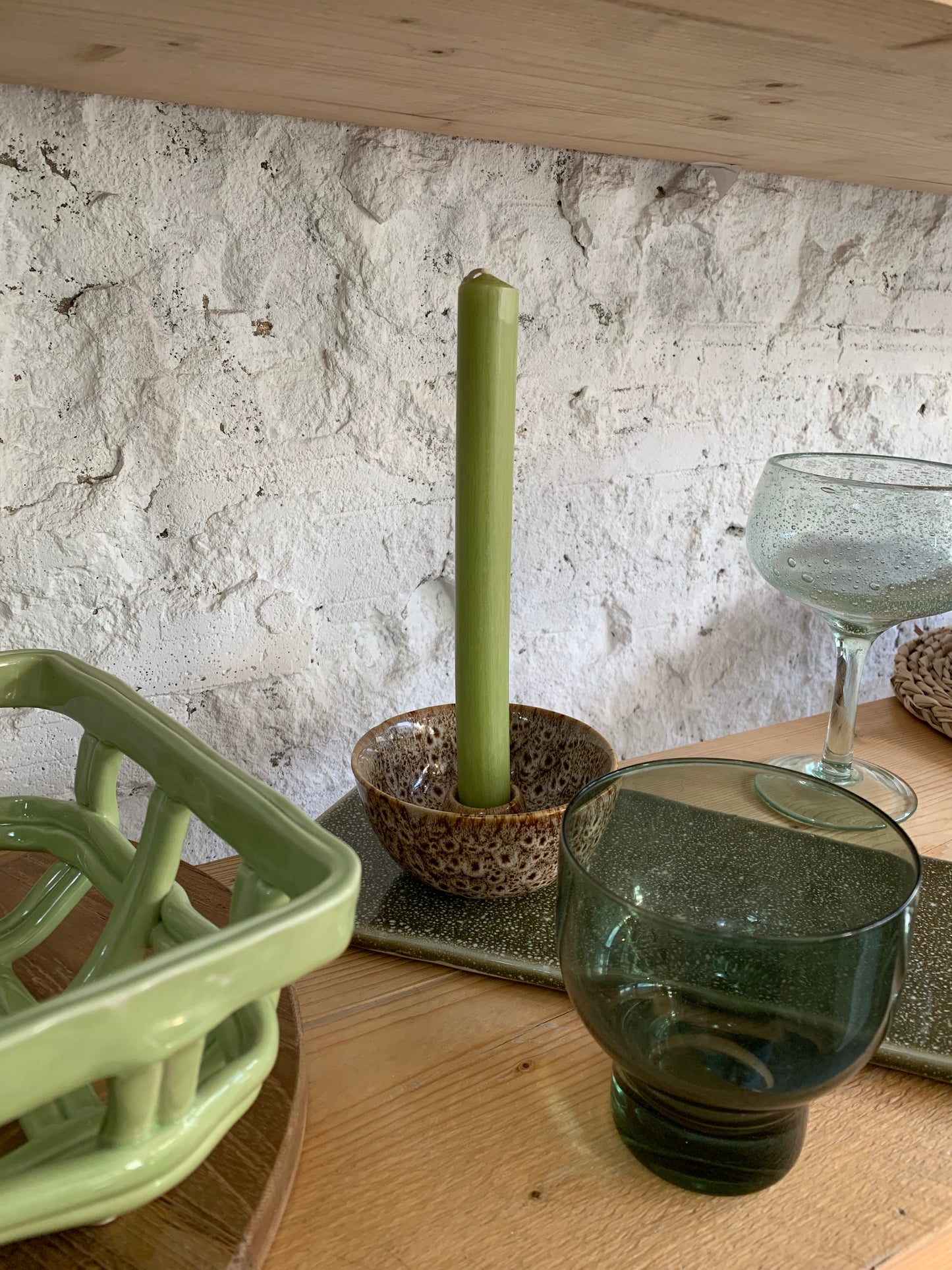 Olive green 8 Inch Dinner Candle