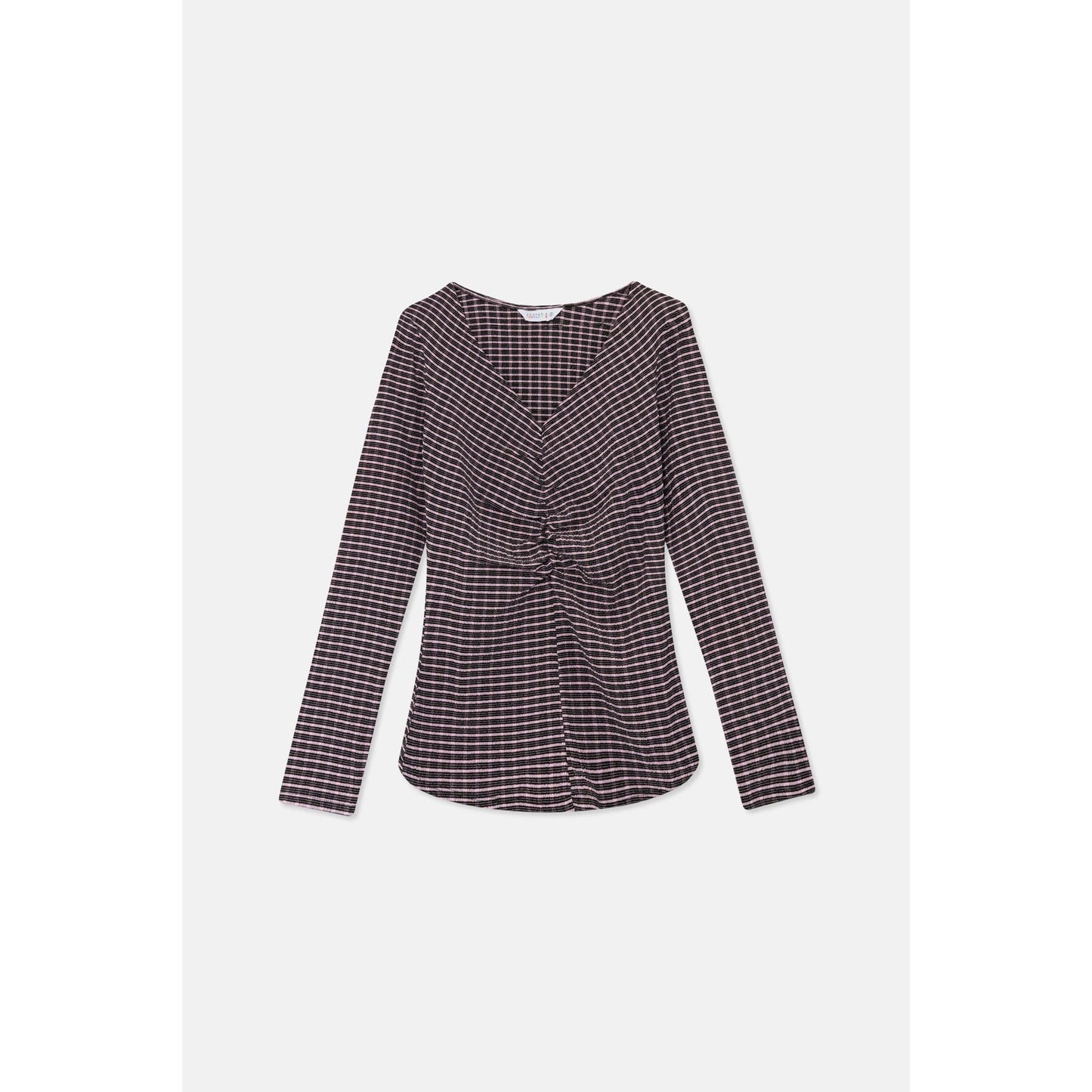 Compania Fantastica - Pink checkered draped fitted top