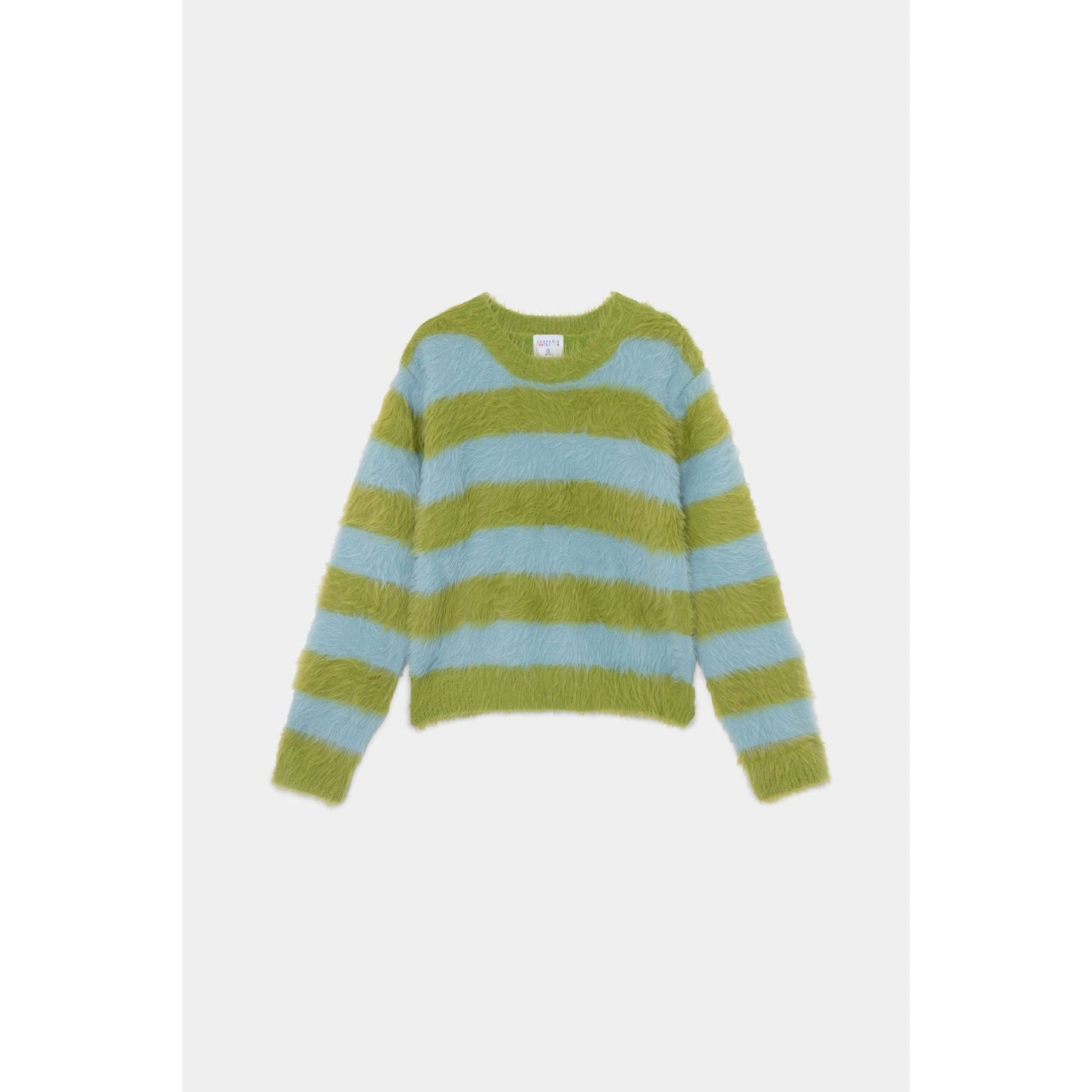 Compania Fantastica - Green and Blue Textured Striped Knit Sweater