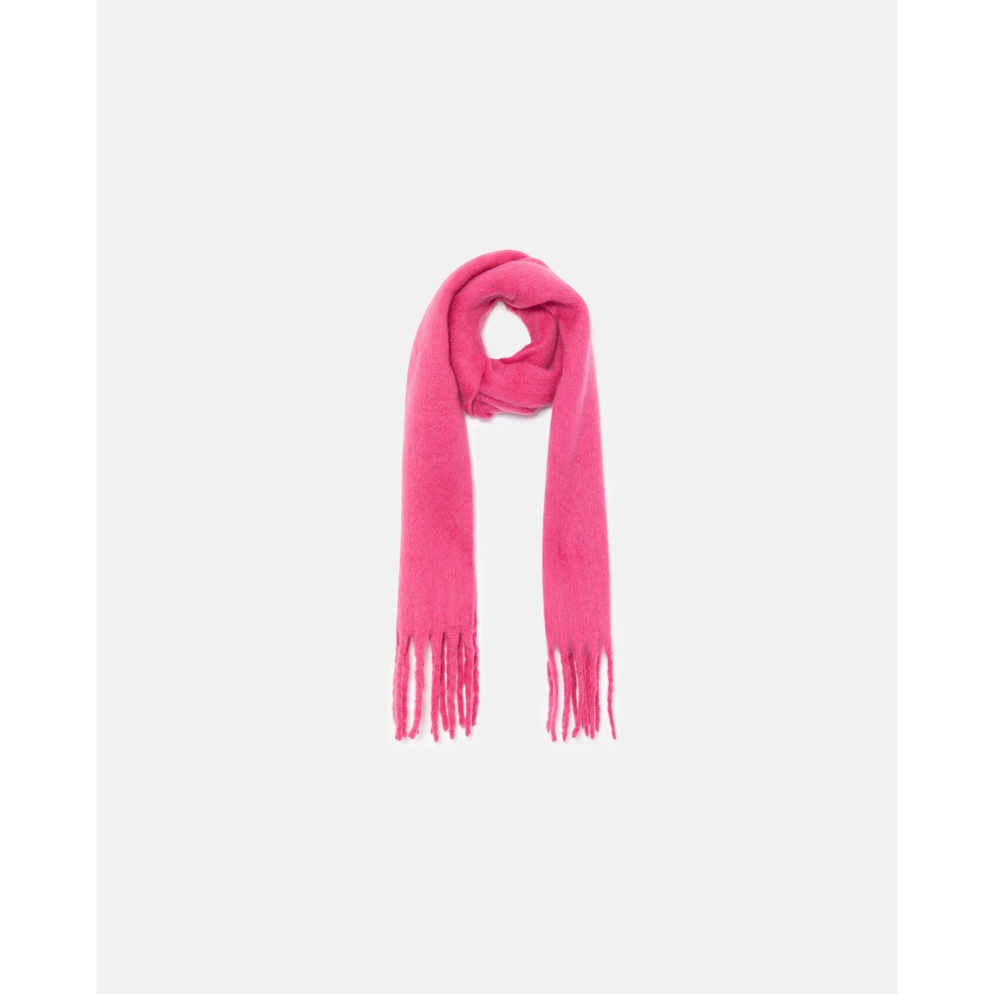 Compania Fantastica - Fuchsia knitted scarf with fringes