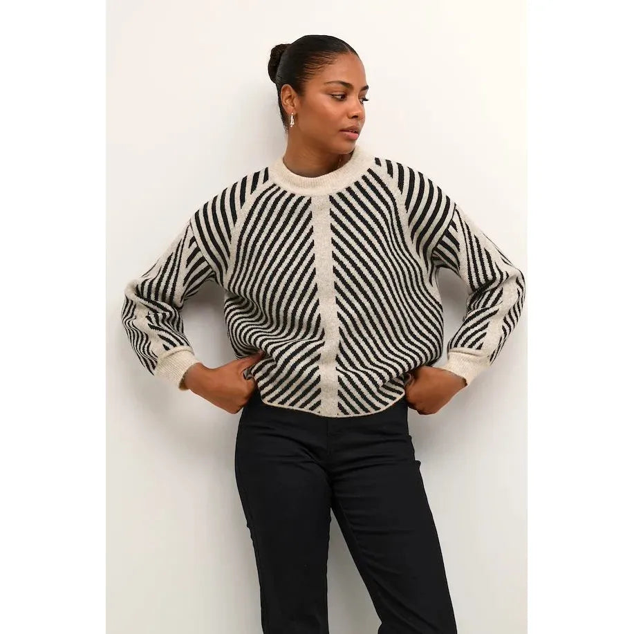 Kaffe - KAvera Knit Pullover in Beige melange/ Black