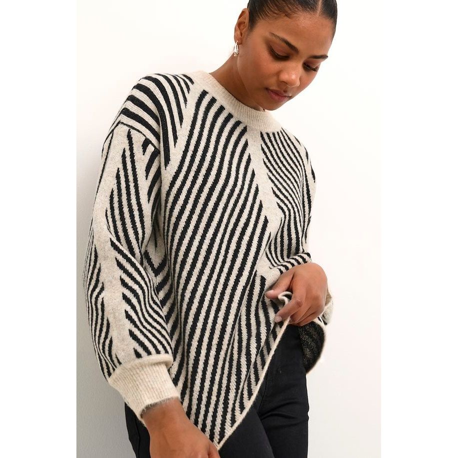 Kaffe - KAvera Knit Pullover in Beige melange/ Black