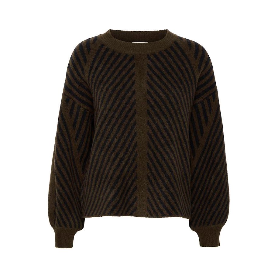Kaffe - KAvera Knit Pullover in Java/ Black stripe