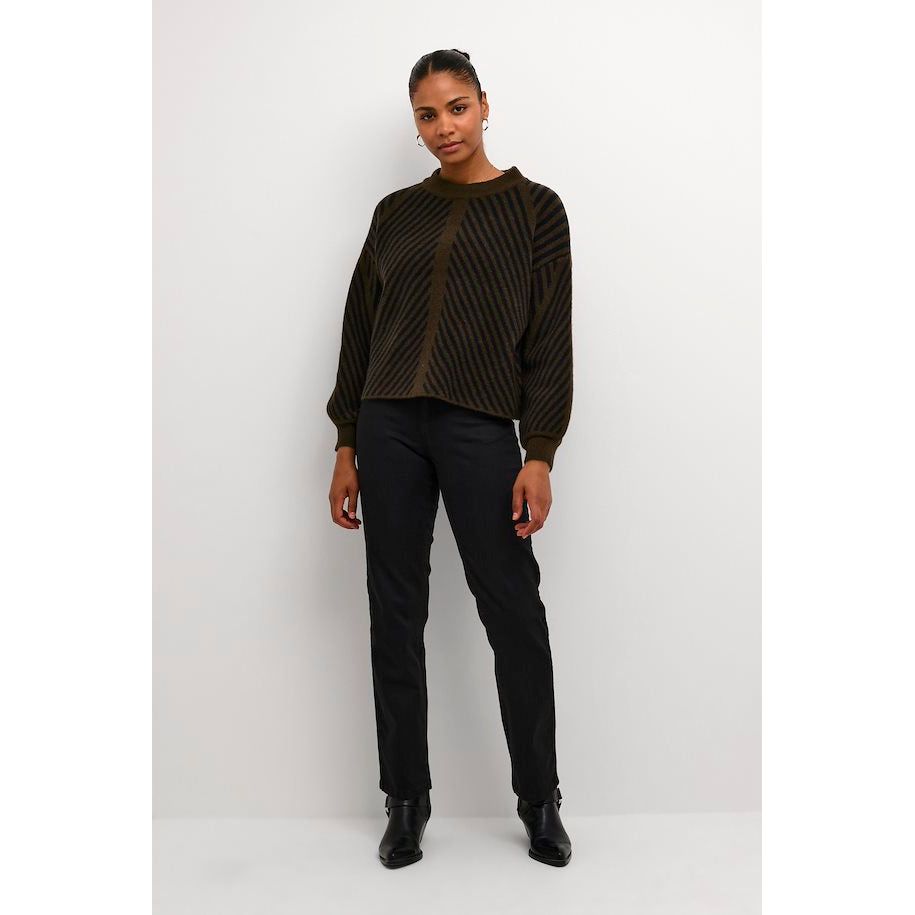 Kaffe - KAvera Knit Pullover in Java/ Black stripe