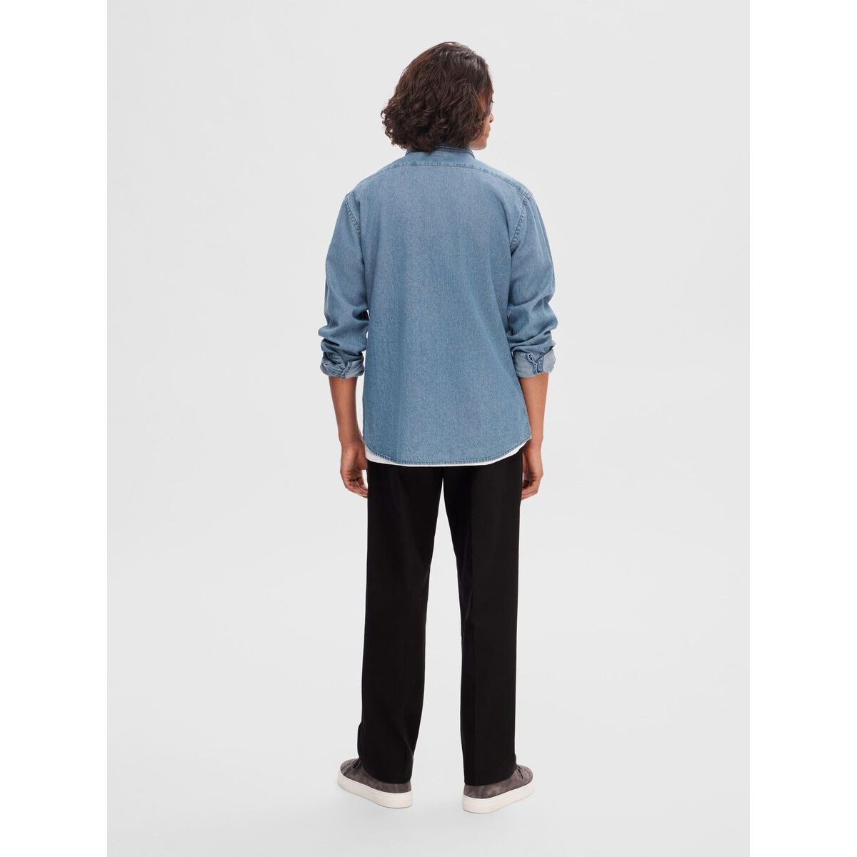 Selected Homme - Long Sleeve Denim Shirt - Medium Blue Denim