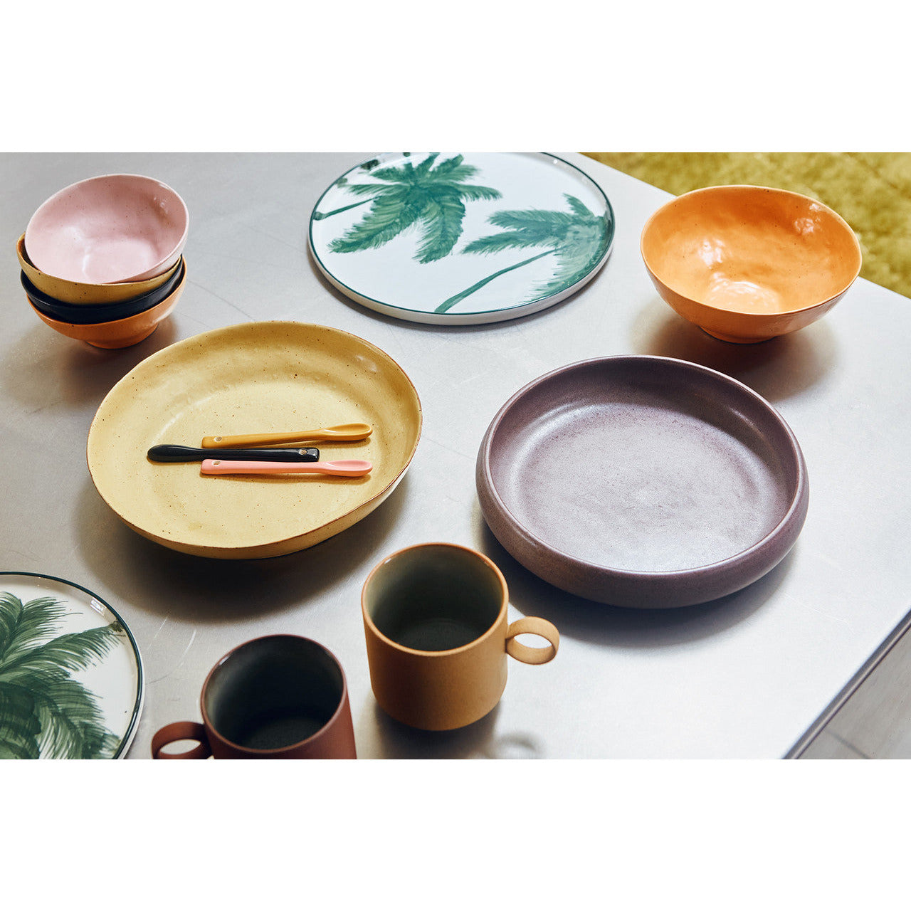 HK LIVING PORCELAIN DINNER PLATE PALMS, GREEN