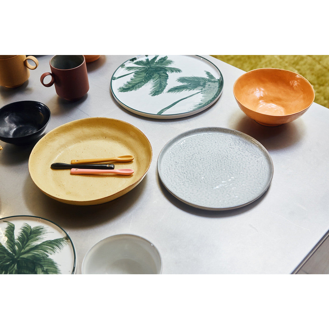 HK LIVING PORCELAIN SIDE PLATE PALMS, GREEN