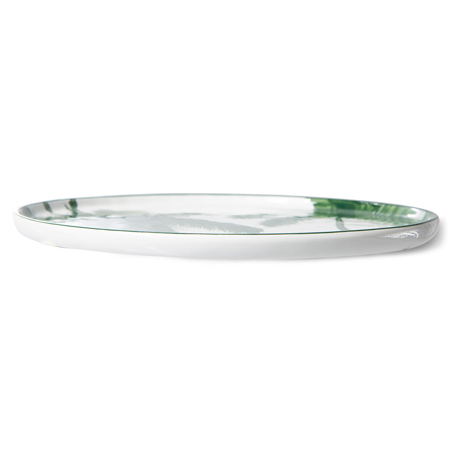 HK LIVING PORCELAIN DINNER PLATE PALMS, GREEN