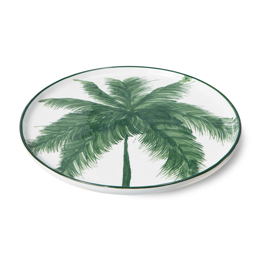 HK LIVING PORCELAIN SIDE PLATE PALMS, GREEN