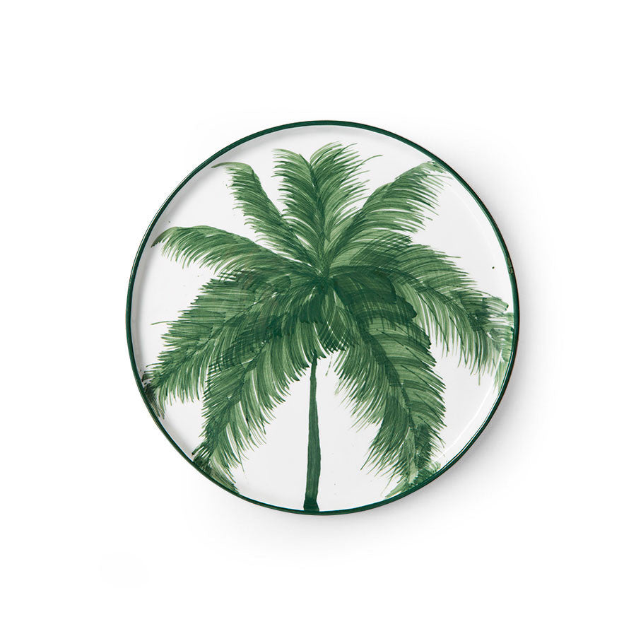 HK LIVING PORCELAIN SIDE PLATE PALMS, GREEN