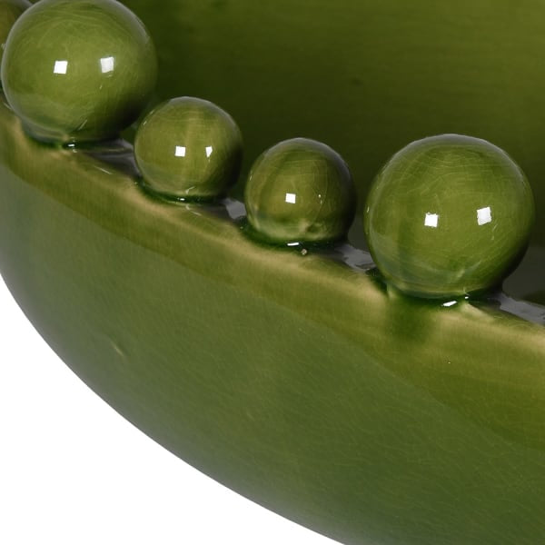 Green Oval Bobble Edged Bowl
