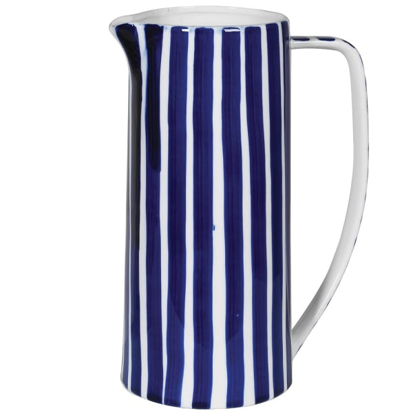 Navy Blue and White Striped Jug