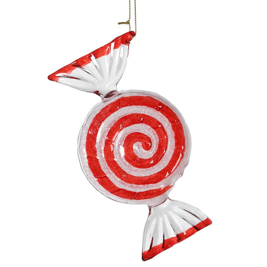 Red and White Striped Candy Christmas Bauble/ Decoration