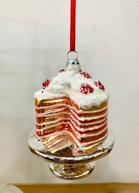 Red and White tiered cake Christmas Bauble/ Decoration