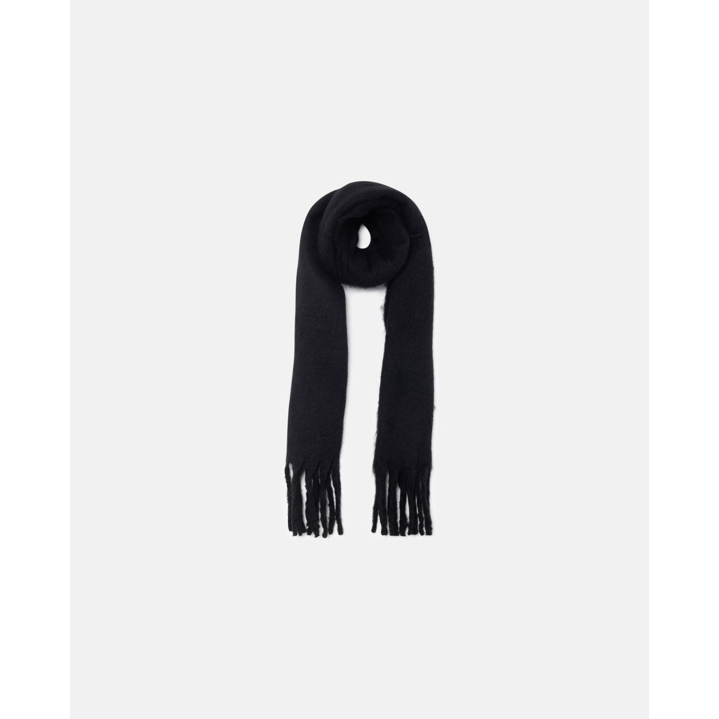 Compania Fantastica - Black knitted scarf with fringes
