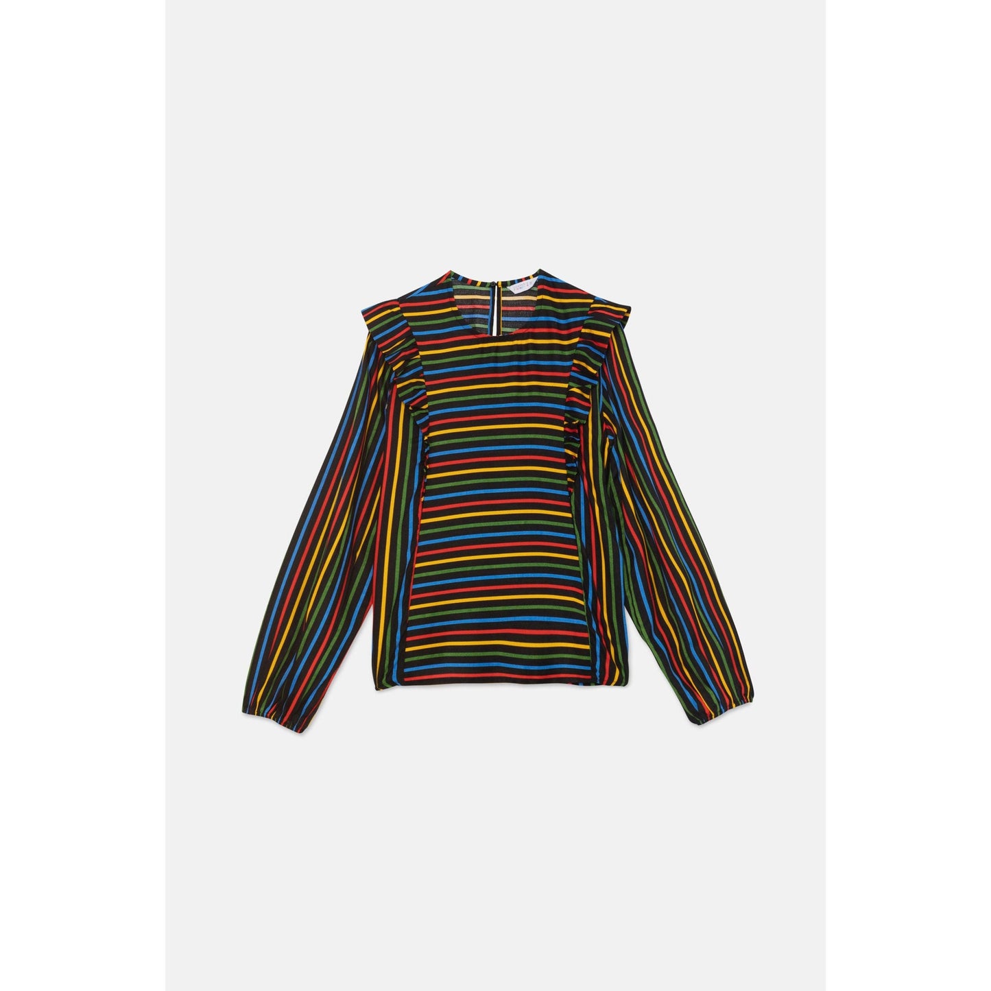 Compania Fantastica - Long-sleeved top with ruffles and multicolored stripe print