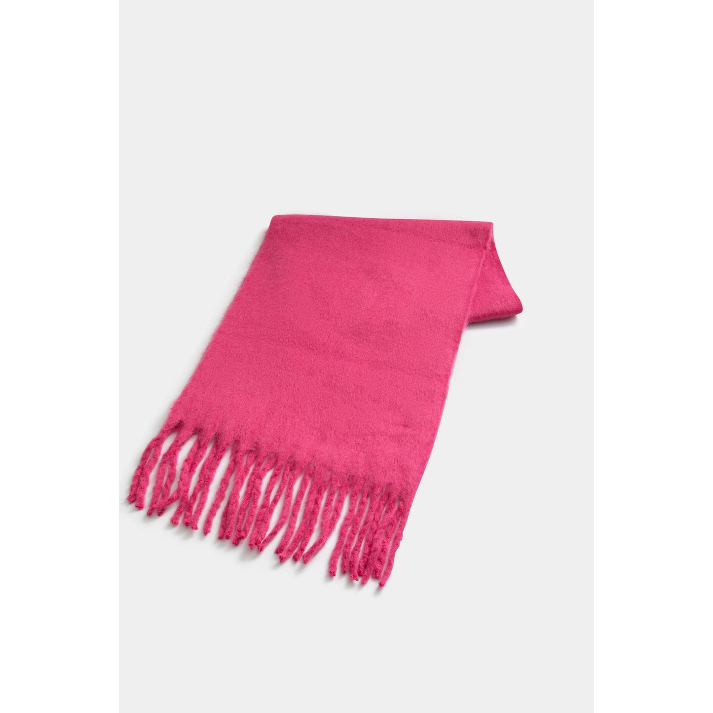Compania Fantastica - Fuchsia knitted scarf with fringes