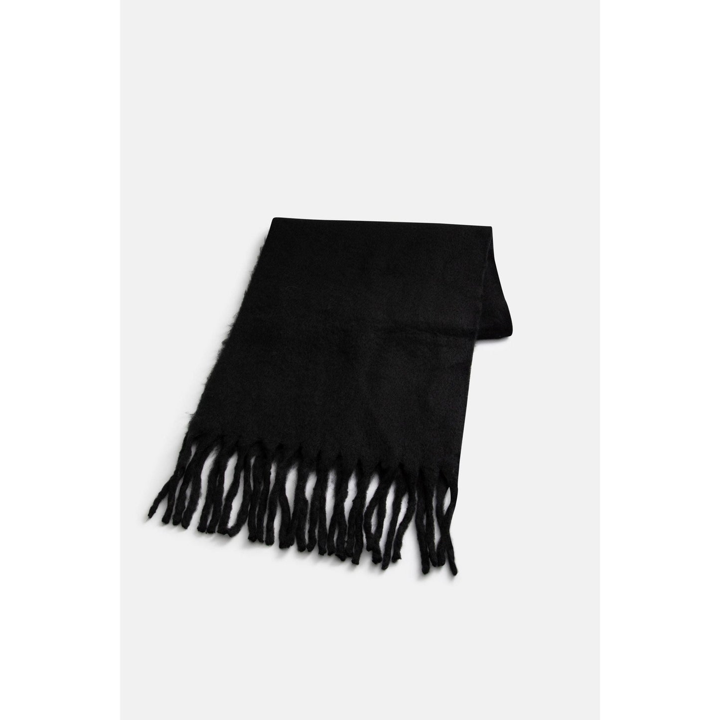 Compania Fantastica - Black knitted scarf with fringes