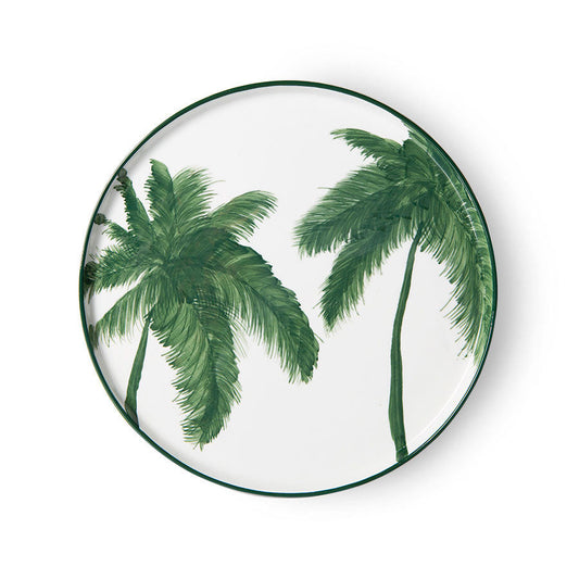 HK LIVING PORCELAIN DINNER PLATE PALMS, GREEN