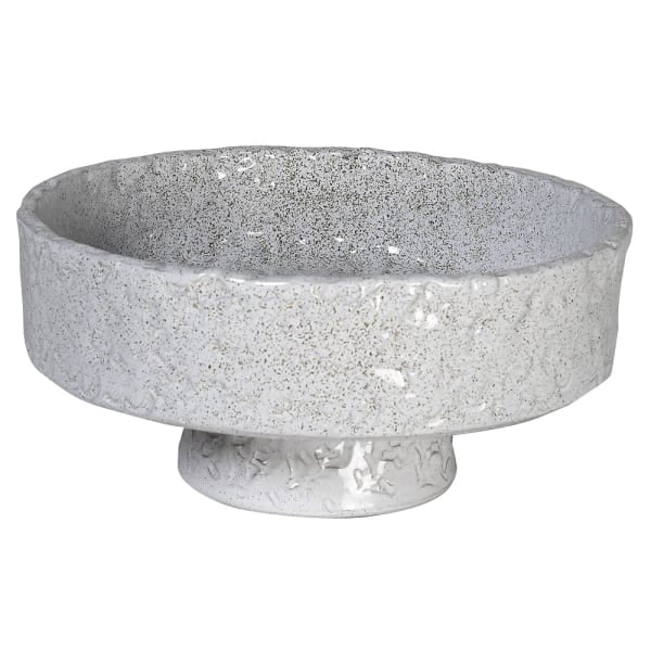 Heavy Pale Grey Hammered Footed Bowl